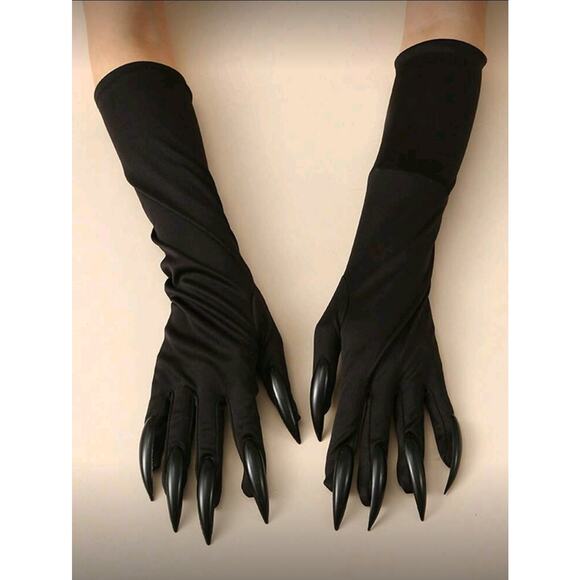 Black Stretchy Halloween Claw Gloves - Picture 1 of 3